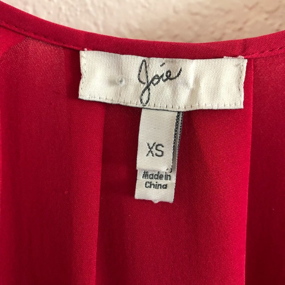 Joie red 100% silk blouse XS - Picture 2 of 6